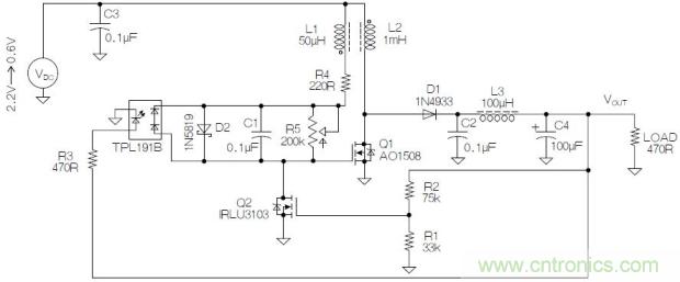 圖2：基于MOSFET的焦耳小偷電路。