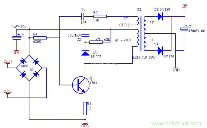 六款簡單的開關電源電路設計，內(nèi)附原理圖詳解